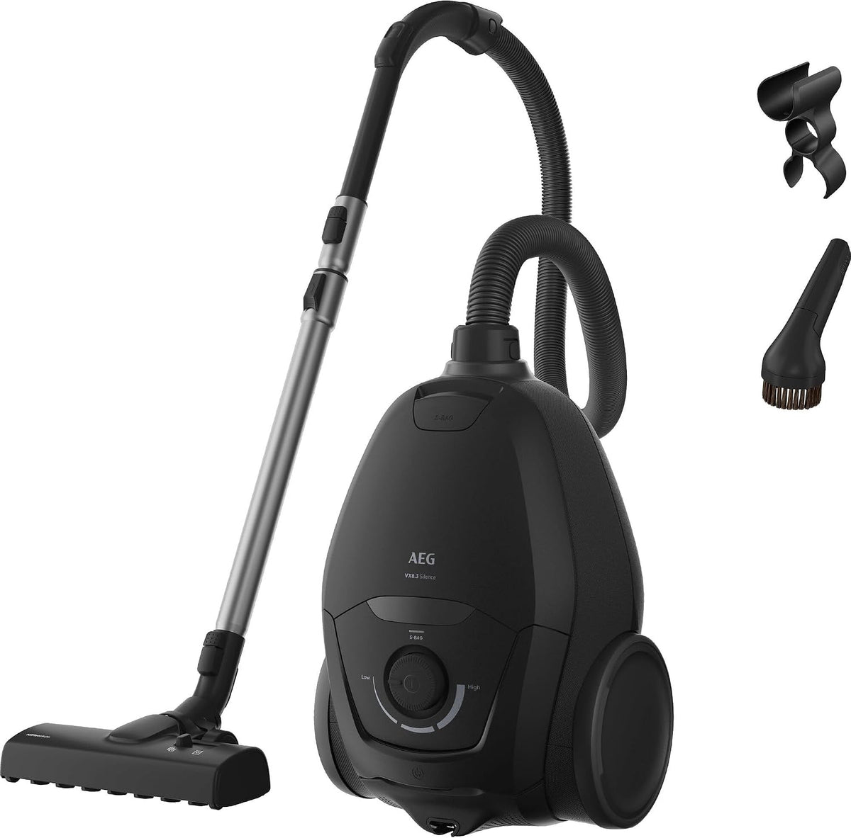 AEG Staubsauger, 64 dB, 750 W, 12 m, Schwarz, mit Beutel, besonders leise, kraftvolle, ergonomischer Handgriff