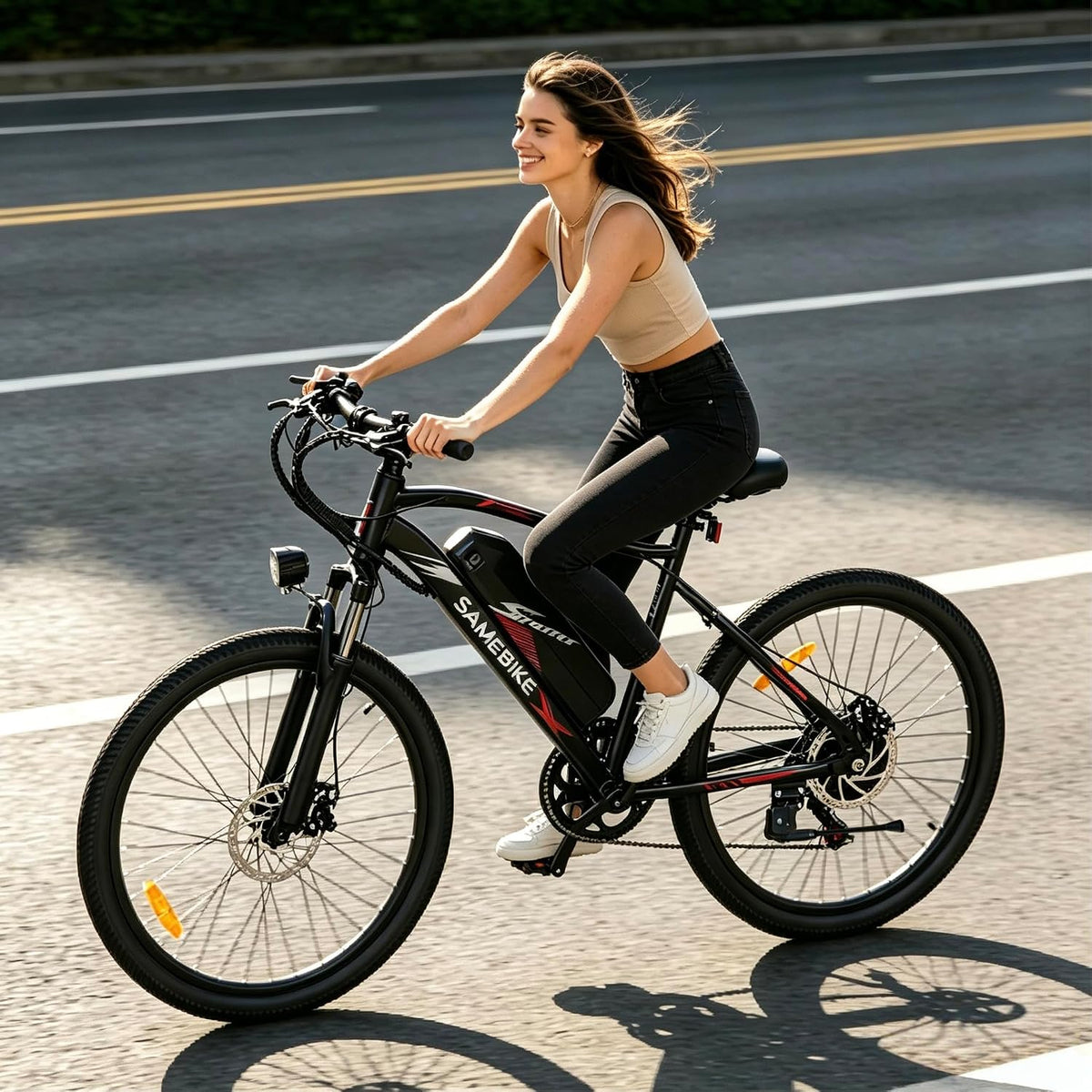 SAMEBIKE E-Bike, 24 Zoll, 250 W, 13AH, 36 V, Weiß, Elektrofahrräder Motor Mit Abnehmbarem Akku Elektrofahrrad