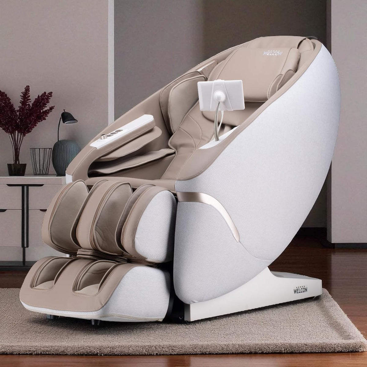 WELCON Relaxsessel, Beige/Braun, MAXXCARE 4D Massagesessel elektrisch in Beige-Braun, Wärmefunktion, Zero Gravity