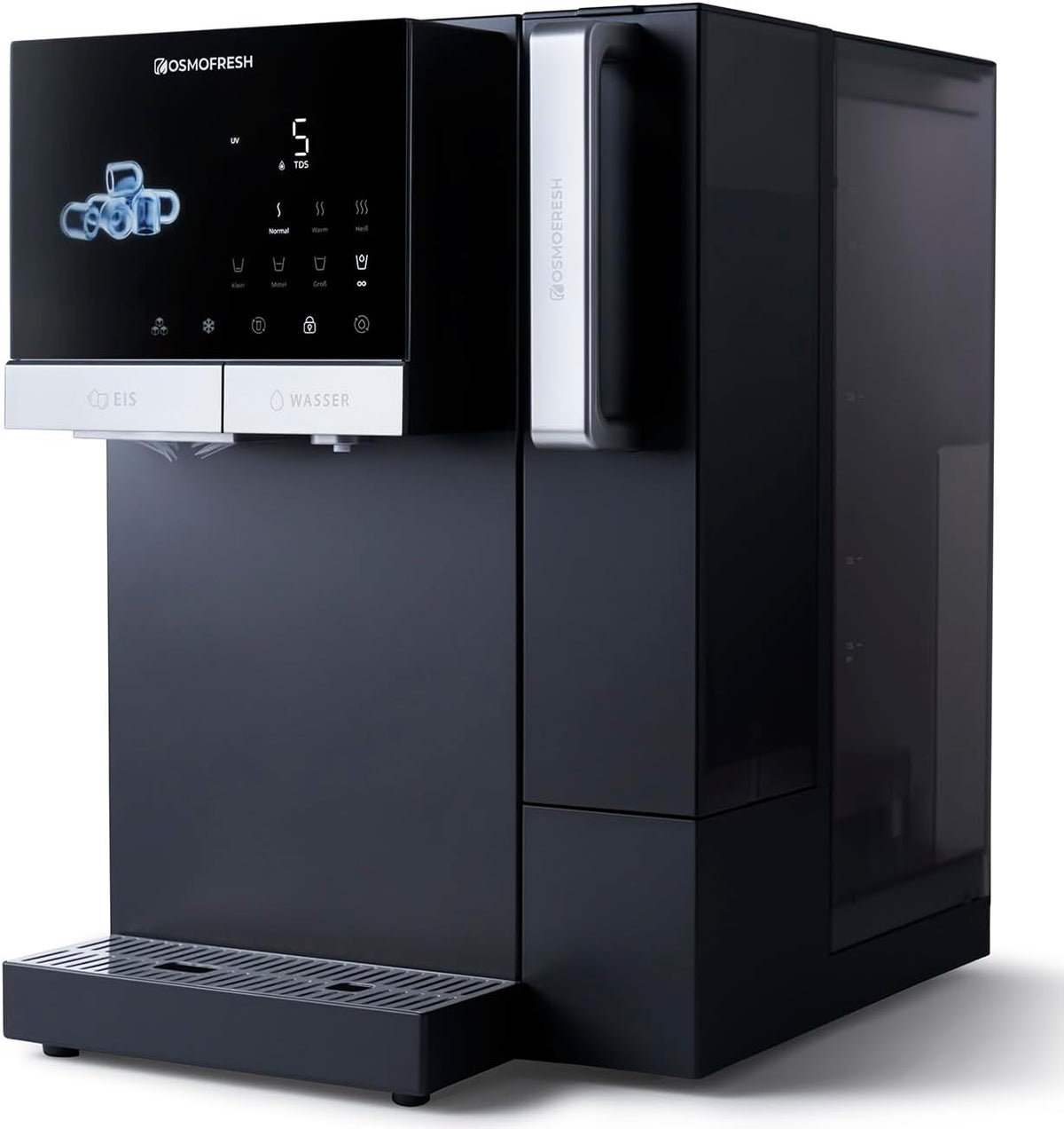 OsmoFresh Eiswürfelmaschine, Schwarz, Fusion Ice, Osmoseanlage mit, gekühltes Wasser (bis 1°C), kochend heißes Wasser