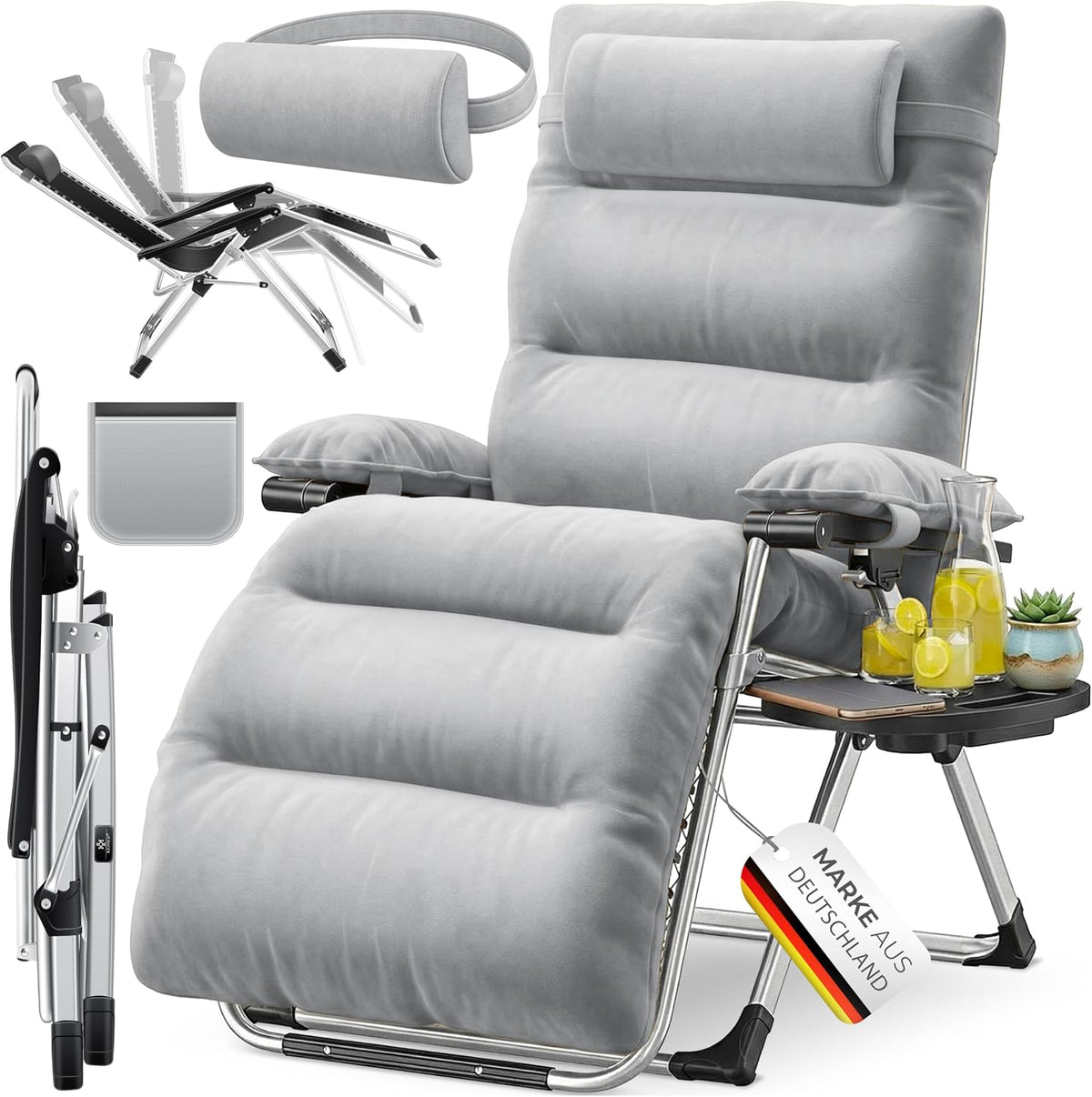 KESSER Liegen, 200 kg, Grau, Sonnenliege Liegestuhl, Gartenliege extra breit & Wetterfest, Belastbar
