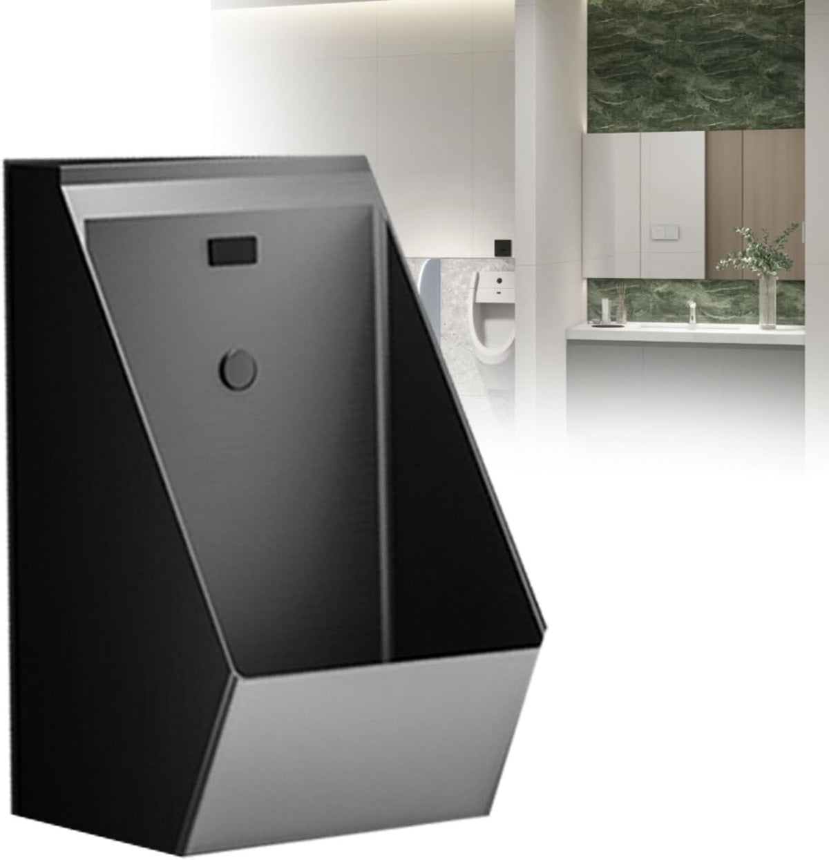 Urinale, Grau, Smart Home, Automatisches Sensor-Urinal zur Wandmontage, berührungslose kommerzielle Edelstahllösung für Bars