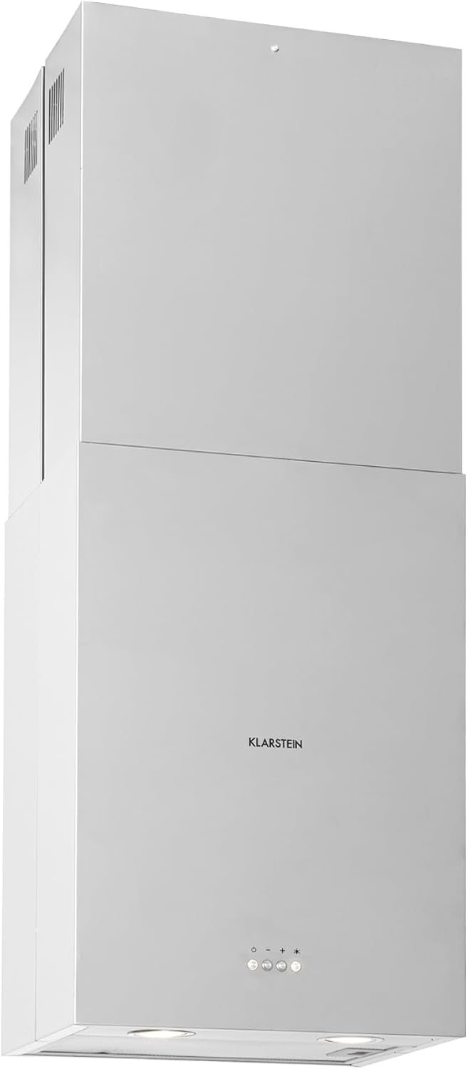 Klarstein Dunstabzugshaube, 624 m, Silber, Insel-Dunstabzug Hängend, Moderne mit 3 Stufen, Timer, ³/h Luftstrom