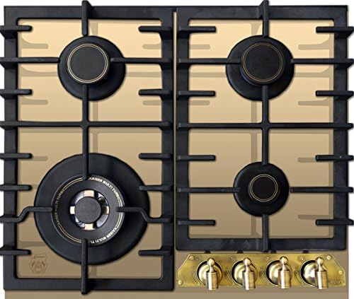 Kaiser Kochfeld, 3,8 kW, 60 cm, Gold, Empire Gas auf Glas Gas Autark, Luxus Herstellers, Elfenbein Glas, Glaskeramik Gas Einbau