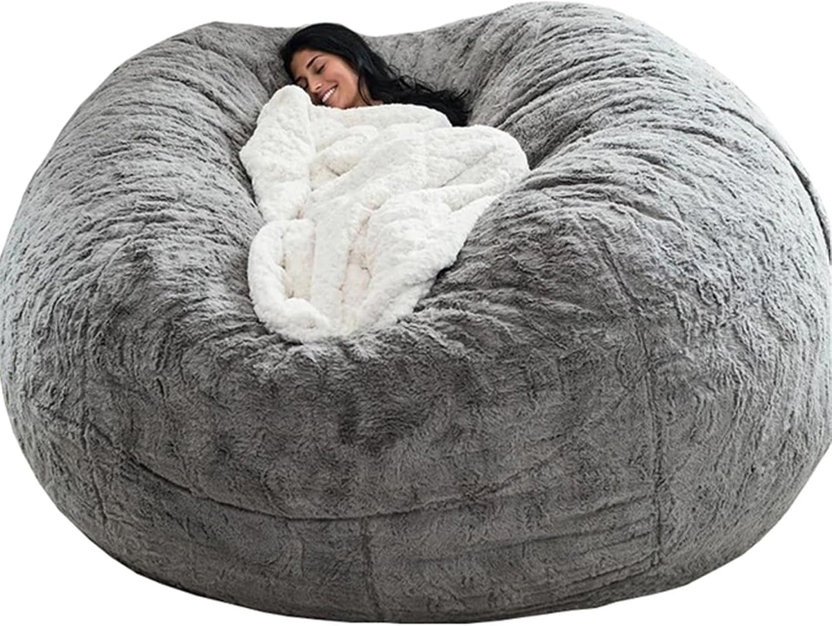YXBDD Sofa, 1,5 m, 1,8 m, 2,1 m, Natur, Riesiger Sitzsack-Stuhl, Erwachsenen-Sitzsack-Stuhlbezug, aus bequemem Fell für ein übergroßes