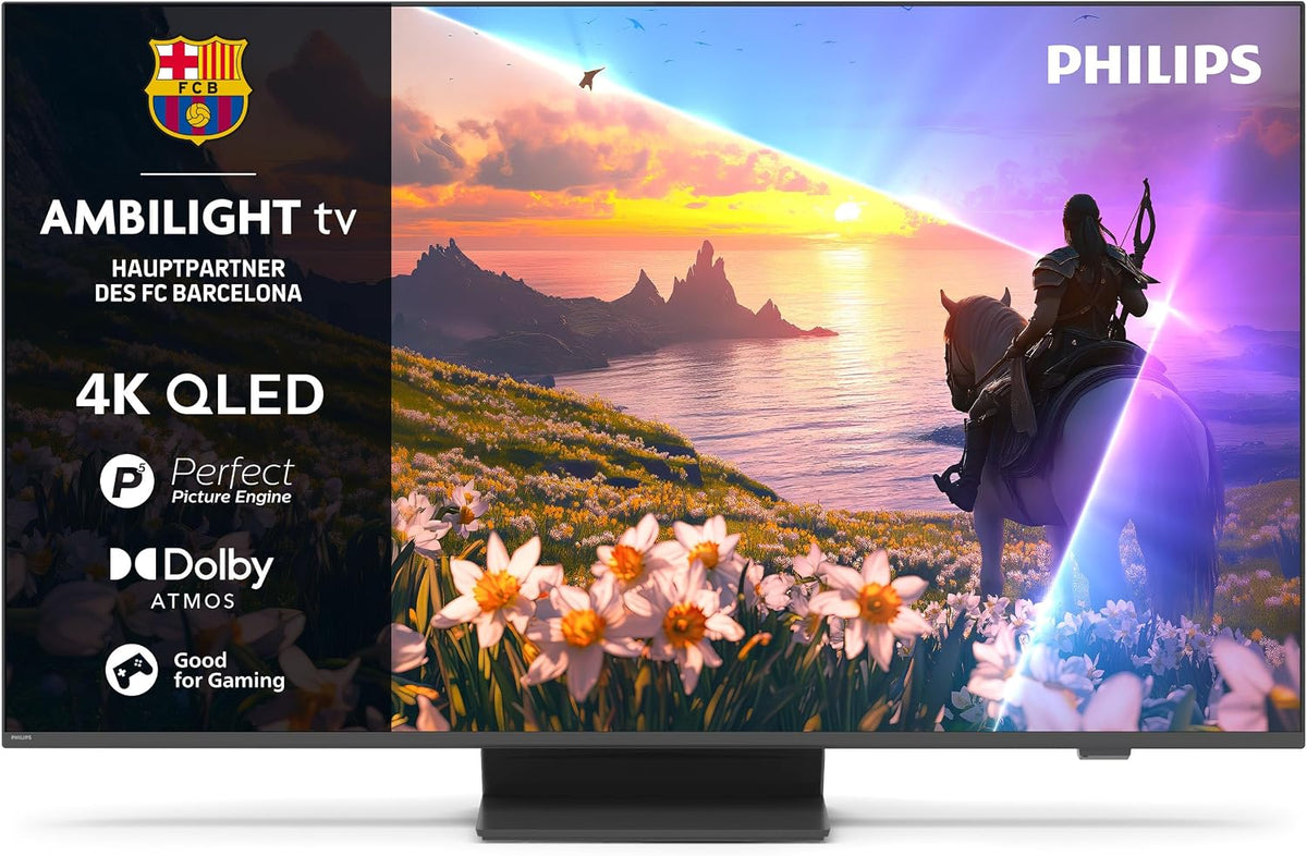 PHILIPS Fernseher, 55 Zoll, Schwarz, Smart TV, Ambilight 55PUS8600 4K QLED Smart TV - Display mit P5, Titan OS
