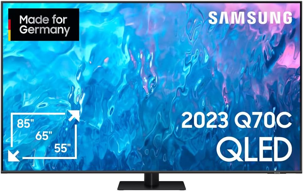 Samsung Fernseher, 85 Zoll, Schwarz, Smart TV, QLED 4K Q70C (GQ85Q70CATXZG, Deutsches Modell), Quantum Prozessor 4K