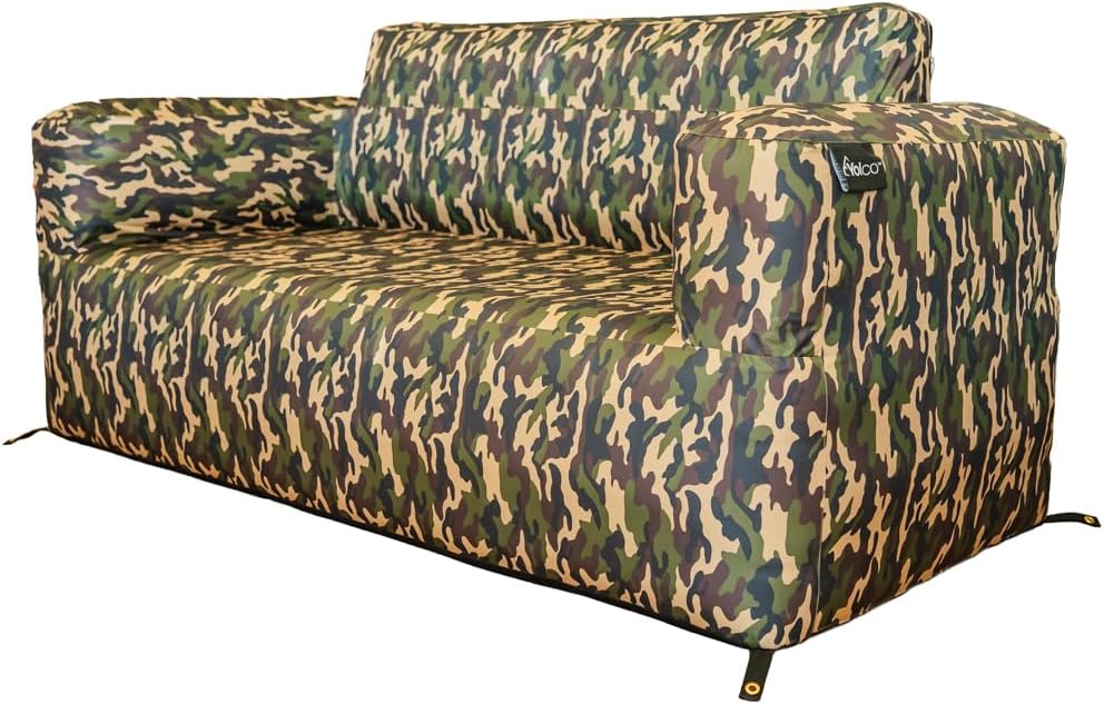 Yolco Sofa, 300 kg, Weiß, GS4 W Camo Aufblasbares Outdoor für 2, 3 Personen, Luft bis, mit Fußpumpe, Rückenlehne & Armlehnen