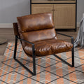 chairus Schreibtisch, PU Leder + Schwamm + Metallbeinen, Braun, Loungesessel PU Leder Armlehnen Gepolstert Modern