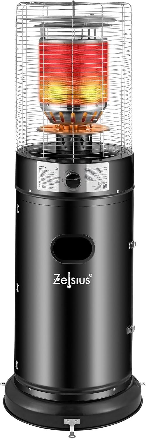 Zelsius Heizstrahler, 11 kW, Schwarz/Silber, Gas 'Zermatt'