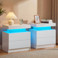 Cubehom Sofa, Transparent, Nachttisch 2er Set, Weiß, LED-Beleuchtung, 2 Schubladen