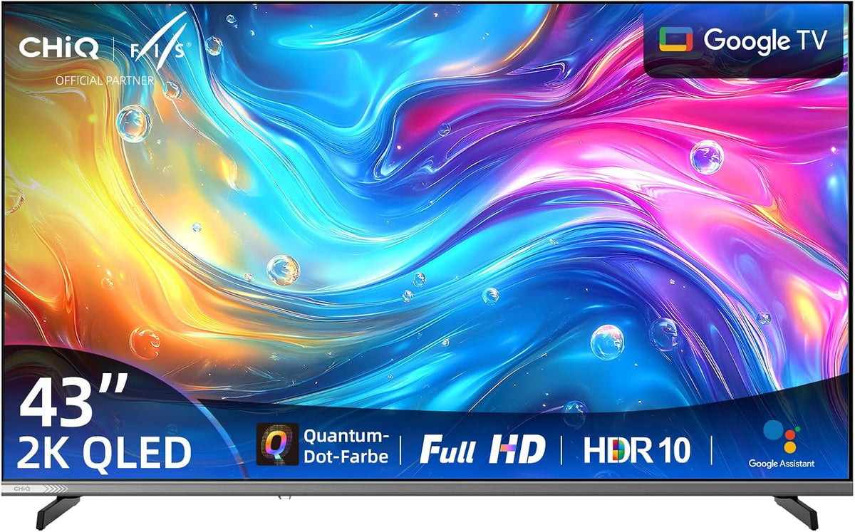 CHiQ Fernseher, 43 Zoll, 108 cm, Schwarz, Smart TV, FHD Smart TV, QLED mit HDR10, Prime Video