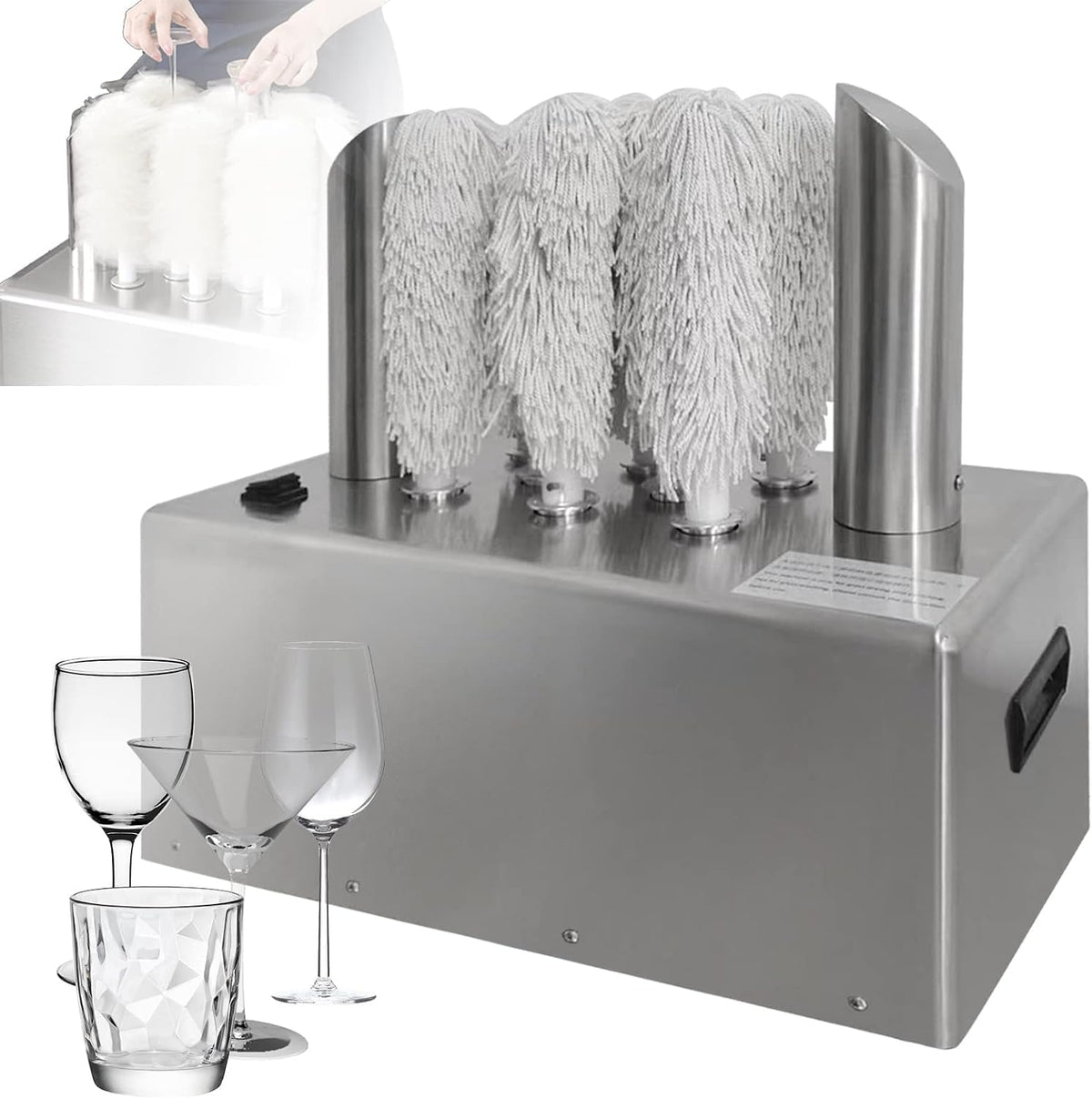 Gläserreinigungsmaschine, 1375 W, 1575 W, Edelstahl, Transparent, Elektrische Gewerbe-Gläserspülmaschine