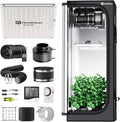 Hon&Guan Zuchtzelte, 60x60x160 cm, 150 mm, Schwarz/Silber, Growzelt Komplettset mit HG1000 LED Grow Lampe Grow Tent