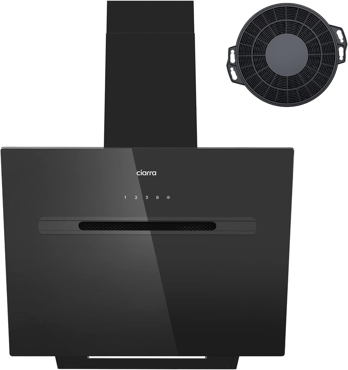 CIARRA Dunstabzugshaube, 60 cm, 700m, Schwarz, CBCB6736G A+++ Kopffreie Schräghaube ³/h mit Wi-Fi App