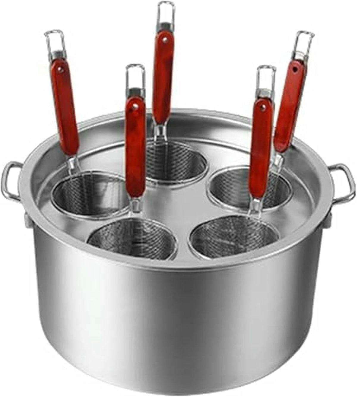 CQIKRWGWS Kochen, 5 L, Silber, Topfset für Edelstahlpaste, Dampfpastentopf mit Siebkörben, Multikocher für Nudeln
