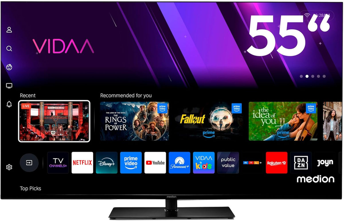 MEDION Fernseher, 138,8 cm, 55 Zoll, Schwarz, Smart TV, (Smart-TV, Dolby Vision HDR, VIDAA Store, Prime Video