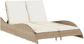 vidaXL Rasenmäher, 114x205x73 cm, Beige, Sonnenliege mit Auflagen Poly Rattan