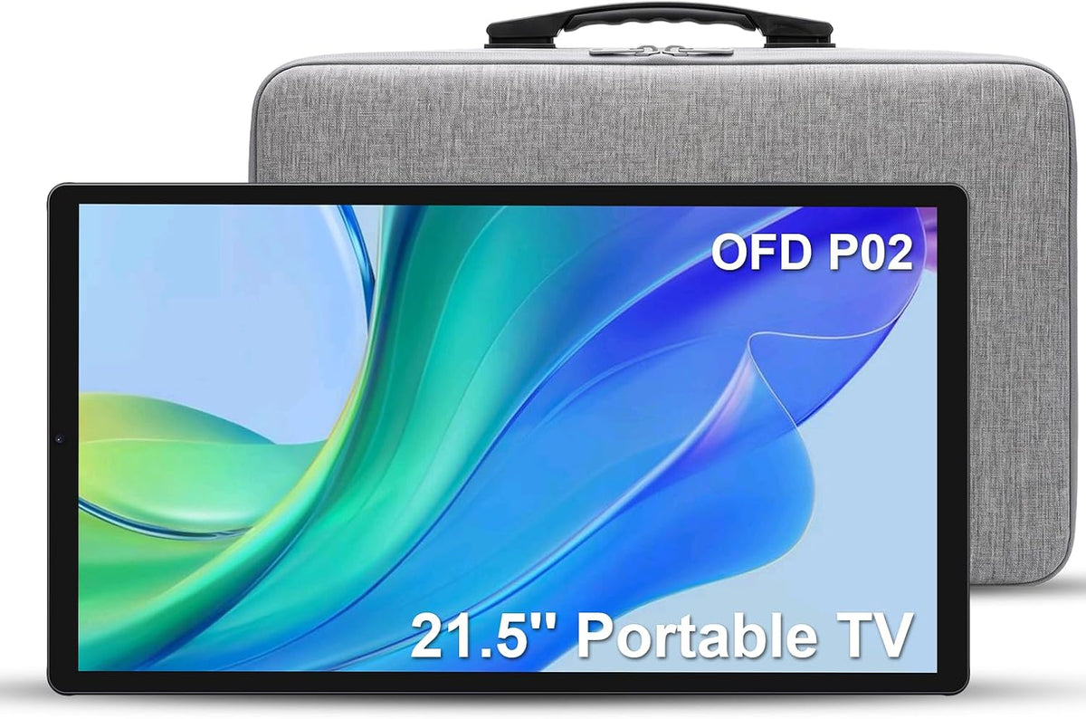 OFD Fernseher, 21.5 Zoll, Braun, FHD Smart Portable TV, Android 15 OS, 6GB RAM + 128GB Speicher