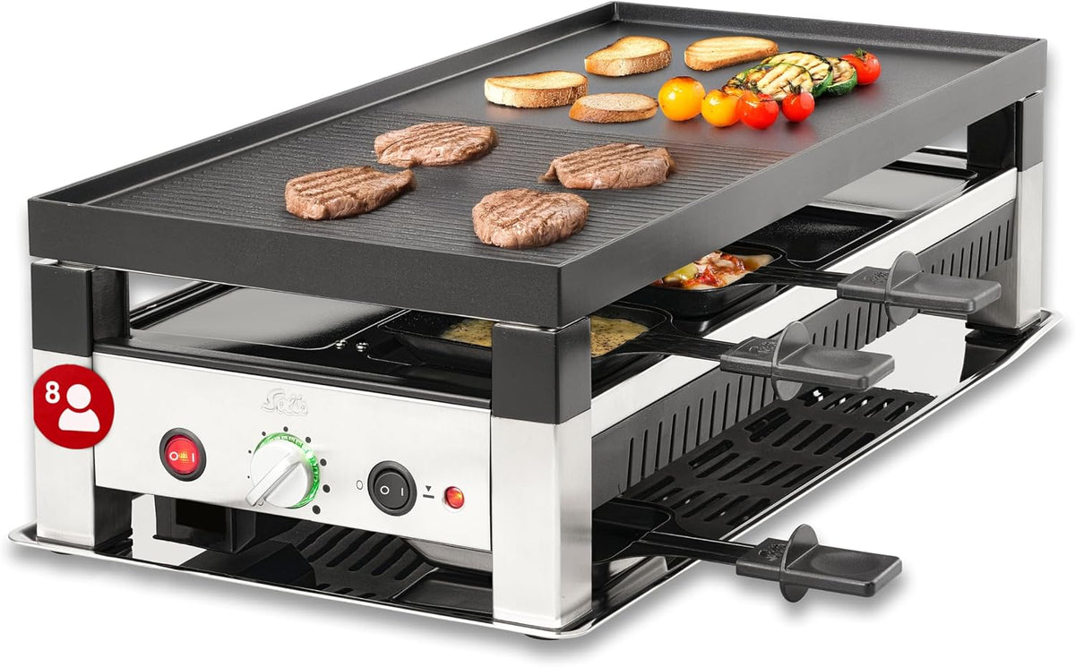 Solis Elektrogrill, 1400 W, Grau, 5in1 Tischgrill mit, Elektrischer Grill für 8 Personen