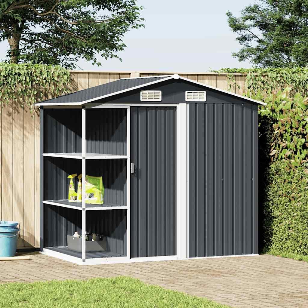 Gerätehaus IBUQDDV, 205x130x183 cm, Verzinktes Eisen, Kunststoff, Anthrazit