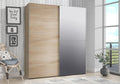 Kleiderschrank Forte, 190,5 cm, 170 cm, 61 cm, Hellgrau/Eiche, KAIKAIS klassischer 170, Schwebetürenschrank Skandinavisch mit Spiegel