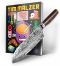 KAI Santoku-Messer, 18 cm, Silber/Braun, Europe GmbH Weihnachtsaktion Tim Mälzer TDM-W23, Santoku + neues Kochbuch handsigniert limitiert