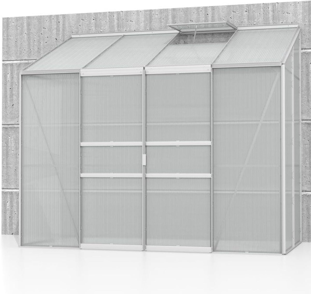 Vitavia Gewächshaus, 3,3 m, 4 mm, Silber, Anlehn- Ida 3300', Aluminium eloxiert, Wetterfestes & stabiles Wand- zur Pflanzenanzucht