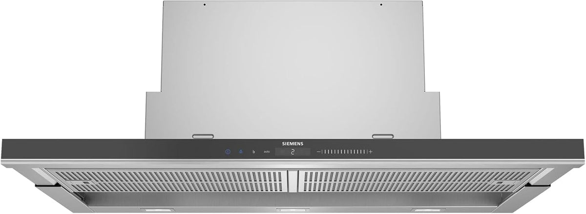 Siemens LC91KLT60 iQ700, Wandesse, 90 cm, Schwarz mit Glasschirm, Luftgütesensor mit cookConnect-System - Wandesse und Kochfeld, LED-Beleuchtung