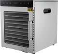 Queeucaer Dörrautomaten, 800w, Edelstahl, Silber/Schwarz, Lebensmittel Dehydrator Maschine, 10Tray Stainless Dehumidifier Fruit Dryer