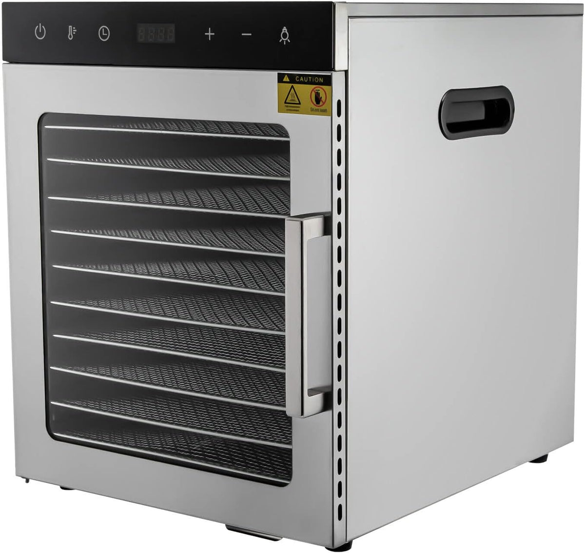 Queeucaer Dörrautomaten, 800w, Edelstahl, Silber/Schwarz, Lebensmittel Dehydrator Maschine, 10Tray Stainless Dehumidifier Fruit Dryer