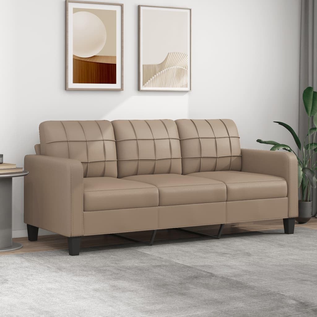 Sofa SECOLI, 180 cm, Braun, 3 Sitzer, Kunstleder Kleines Couch, Modern 3er Gäste mit Armlehne, 3 Seater, Cappuccino