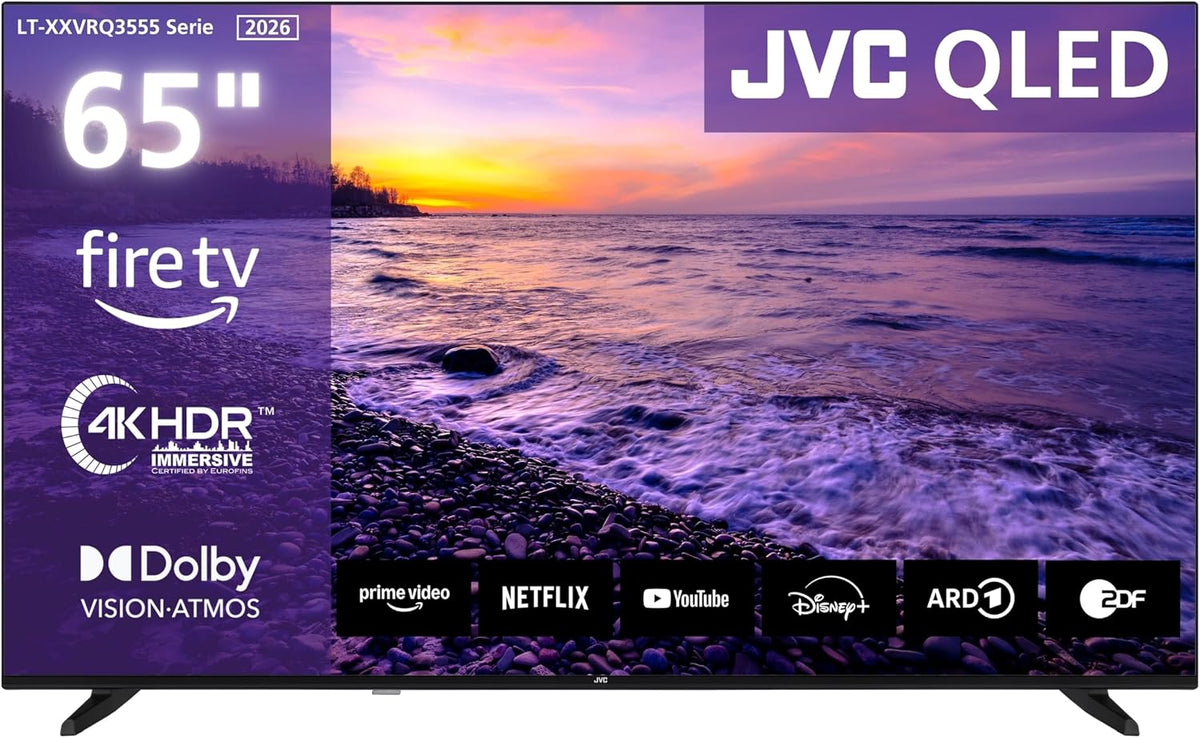JVC Fernseher, 65 Zoll, Schwarz, Smart TV, LT-65VRQ3555 QLED Fire TV 4K UHD Auflösung Smart TV
