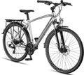 Licorne Bike Mountainbike, 28 Zoll, Silber/Schwarz, Touring Trekking in Aluminium Scheibenbremse, Mädchen
