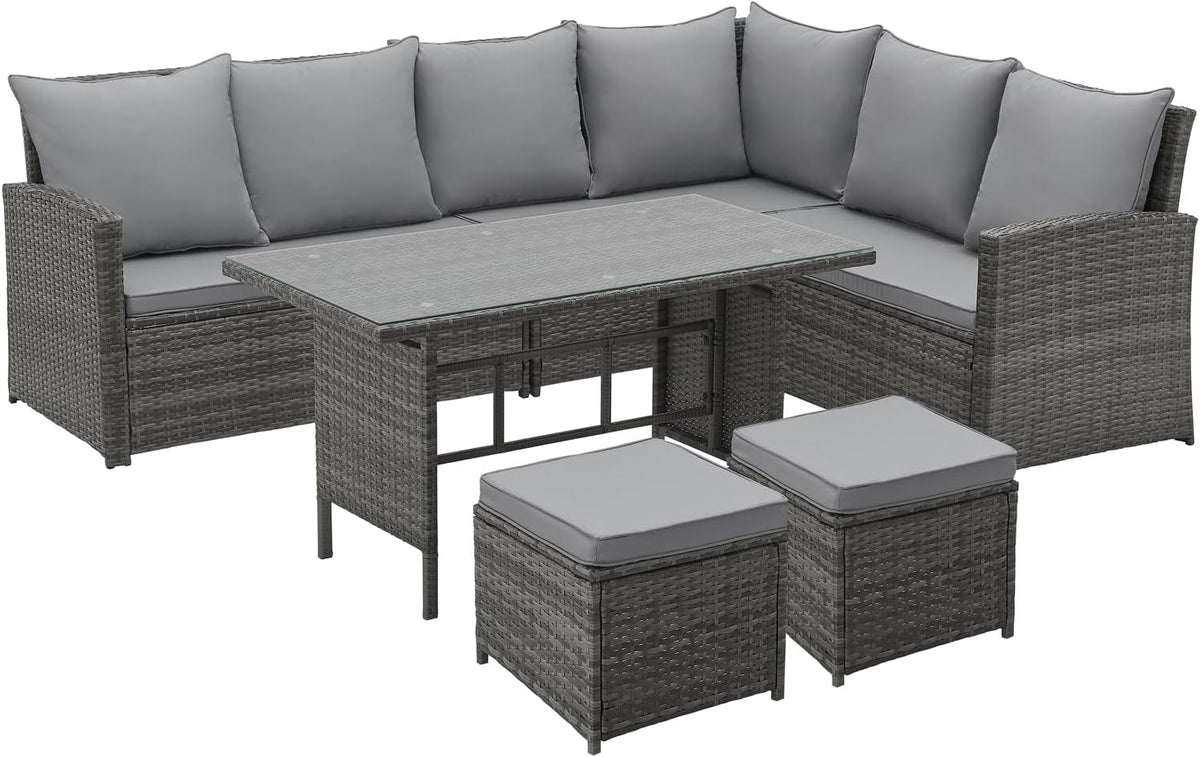 Sofa SVITA, Grau, Monroe Garten-Lounge Set Polyrattan Lounge-Möbel Sitzgruppe