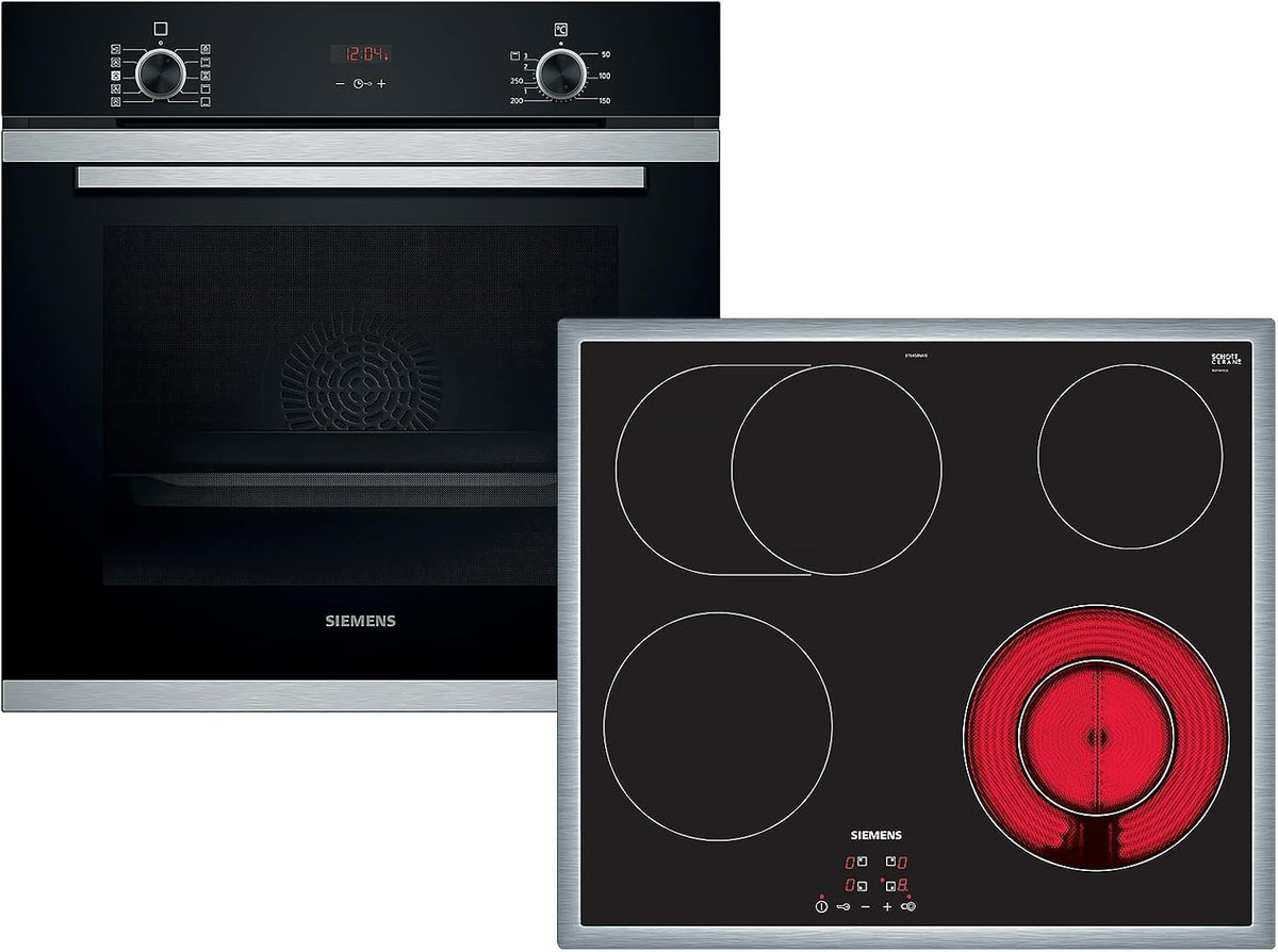 Siemens Backofen, Schwarz, EQ212KD00Z Set HR214ABS0 + Glaskeramikkochfeld ET645BNA1E