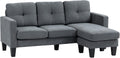 Sofa HOMCOM, Dunkelgrau, Eck mit Umkehrbarer Chaiselongue Leinenoptik