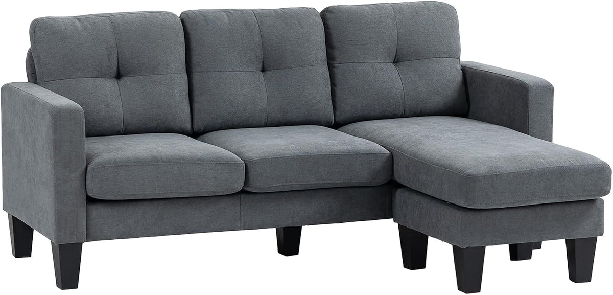 Sofa HOMCOM, Dunkelgrau, Eck mit Umkehrbarer Chaiselongue Leinenoptik