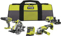 RYOBI Werkzeugsets, 4,0 Ah, 2,0 Ah, 18 V, Grün/Schwarz/Grau, ONE+ 8-tlg, Akku-Combo-Kit RCK184O-242SZL, Schlagbohrschrauber