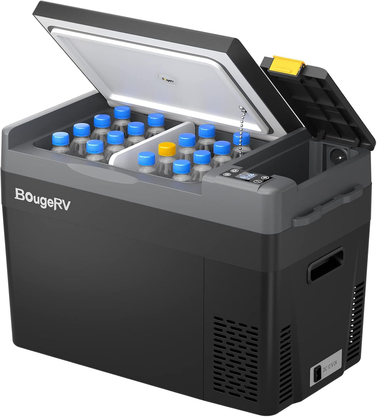 BougeRV Kühlschrank, 29 Liter, 240 V, 12v, 24 V, Schwarz/Grau, CRPRO Kompressor Kühlbox, Auto-Kühlbox(-22℃~10℃), 12/ DC &110- AC Tragbarer Auto
