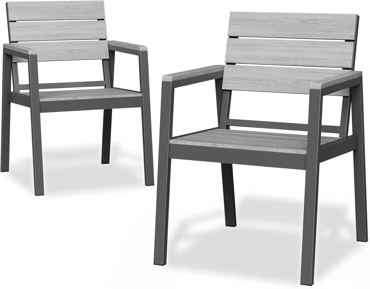 JUMMICO Esszimmerstuhl, 160 kg, Transparent, Aluminium Gartenstuhl (2er Set) in Holzoptik für den, rostfrei, leicht zu reinigen