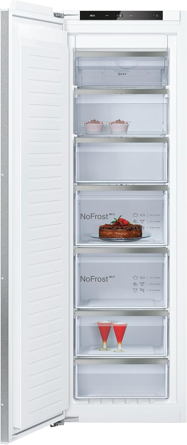 NEFF Gefrierschrank, 177,5 x 56 cm, 212 l, Weiß, GI7813CE0, vollintegrierbarer Einbau-, Nutzinhalt gesamt:, N 70