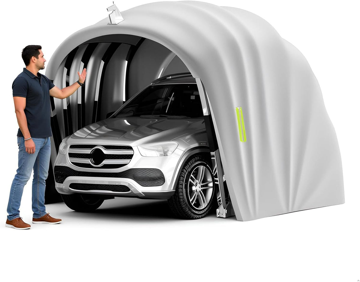 ACLFF Schirme & Sonnenschutz, Dunkelgrau, Faltgarage Auto, Mobile Carport aus Edelstahl, Garage Zelt Unterstand