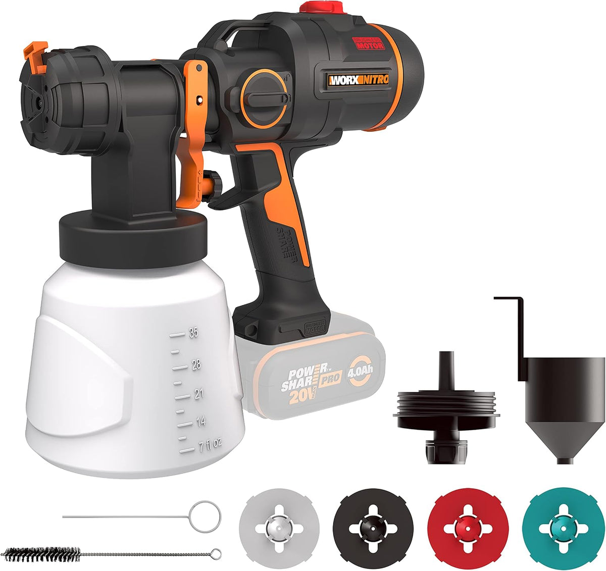WORX Farbsprühsysteme, 20 V, Mehrfarbig, WX020.9 Nitro Akku-Farbsprühsystem, ohne Akku & Ladegerät