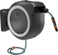 Gardena Schlauchhalter & -wagen, 35 m, Schwarz/Grau/Orange/Blau, Akku-Wand-Schlauchbox PowerRoll XL solo: Automatischer