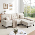 Modernes Sofa, 500 kg, Hellbeige, Modulares 3-Sitzer Polsterecke mit Fußbank Couchgarnitur