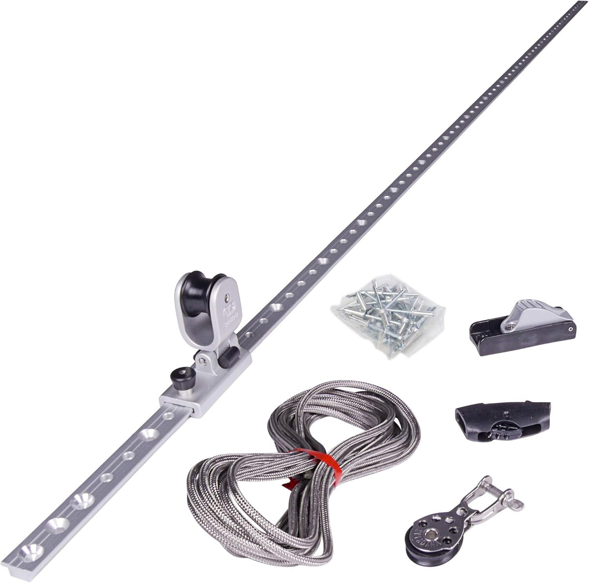Toldoro Schlitten, Schwarz, Höheneinstellung Set für Sonnensegel für Masten, Stangen und Holzpfosten/Sonnensegel Flaschenzug rostfrei &