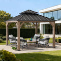 Sunjoy Pavillon, 3,3 m, Weiß, 3 x Garten aus Zedernholz mit Hardtop