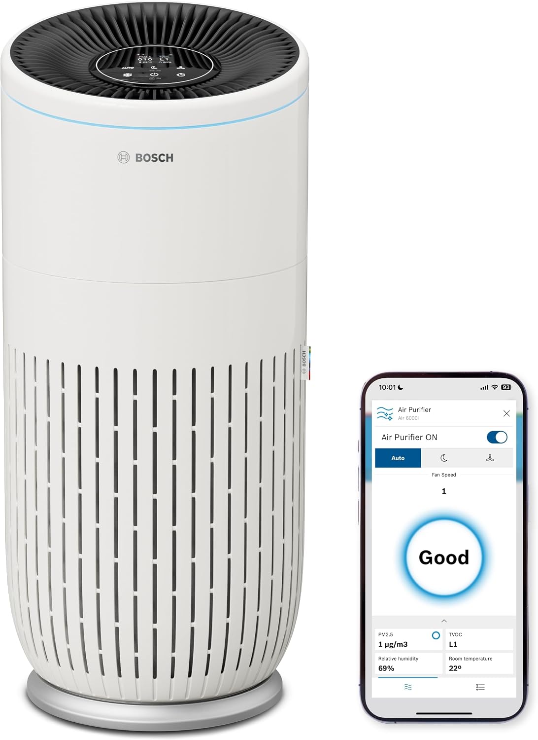 Bosch Thermotechnik Dunstabzugshaube, 125 m, Weiß, Air 6000i, App-gesteuerter Luftreiniger, Für Räume bis zu ²