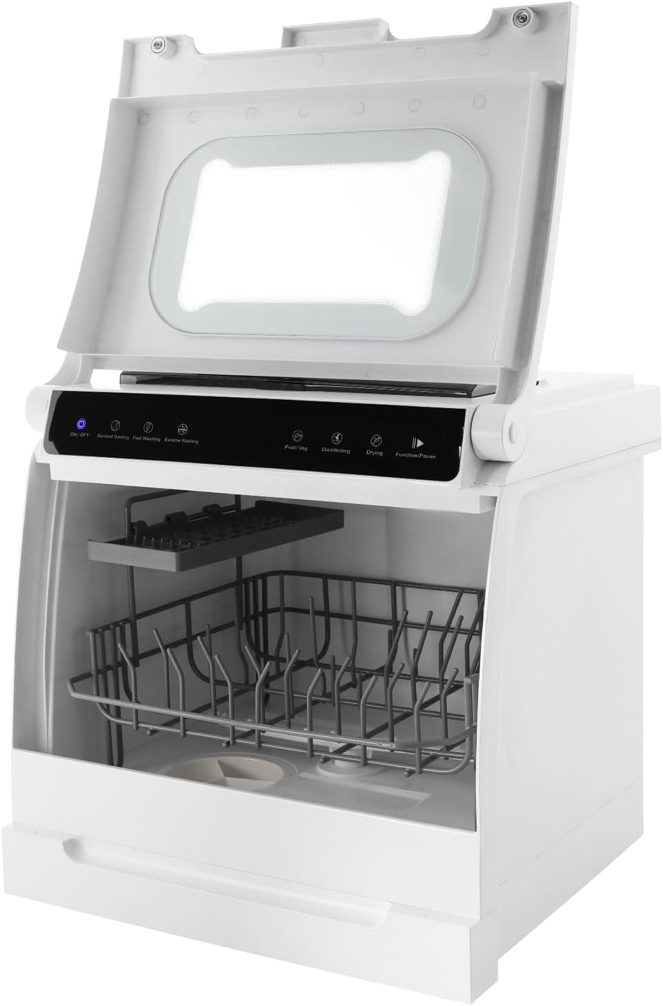 Stand‑Geschirrspüler, 800 W, 52 dB, Weiß, kompakt, 360°‑Reinigung, Desinfektion & Trocknung, energiesparend & wassersparend